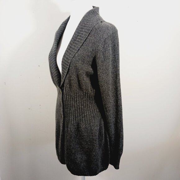 Precious Fibers 100% cashmere Gray Shawl Collar Longline Cardigan Sweater, Large - Picture 4 of 15
